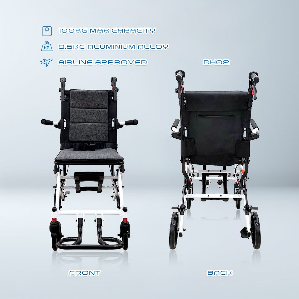 VECIN VC‑976-46LG Travel Folding Recliner Wheelchair | 12.9 kg Ultra‑Light | 5D Adjustable Headrest