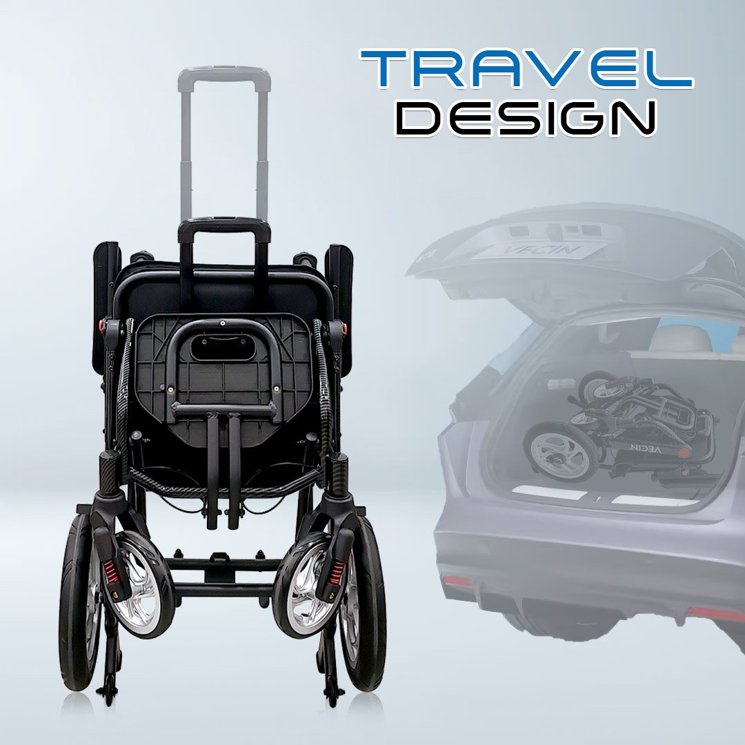 VECIN VC-976-42A Travel Wheelchair – Lightweight (11.5kg) with Luggage Handle Portable | Durable | Easy Travel