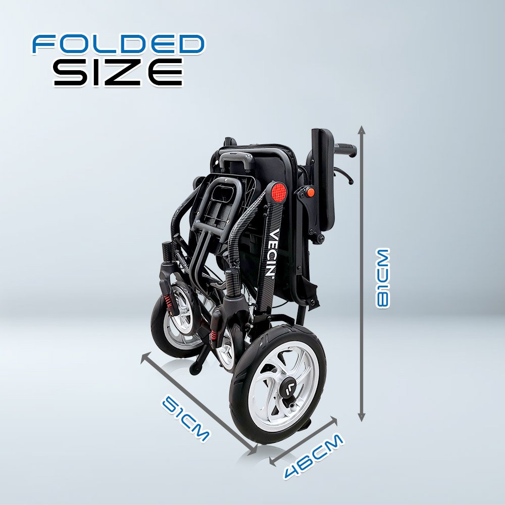 VECIN VC-976-42A Travel Wheelchair – Lightweight (11.5kg) with Luggage Handle Portable | Durable | Easy Travel