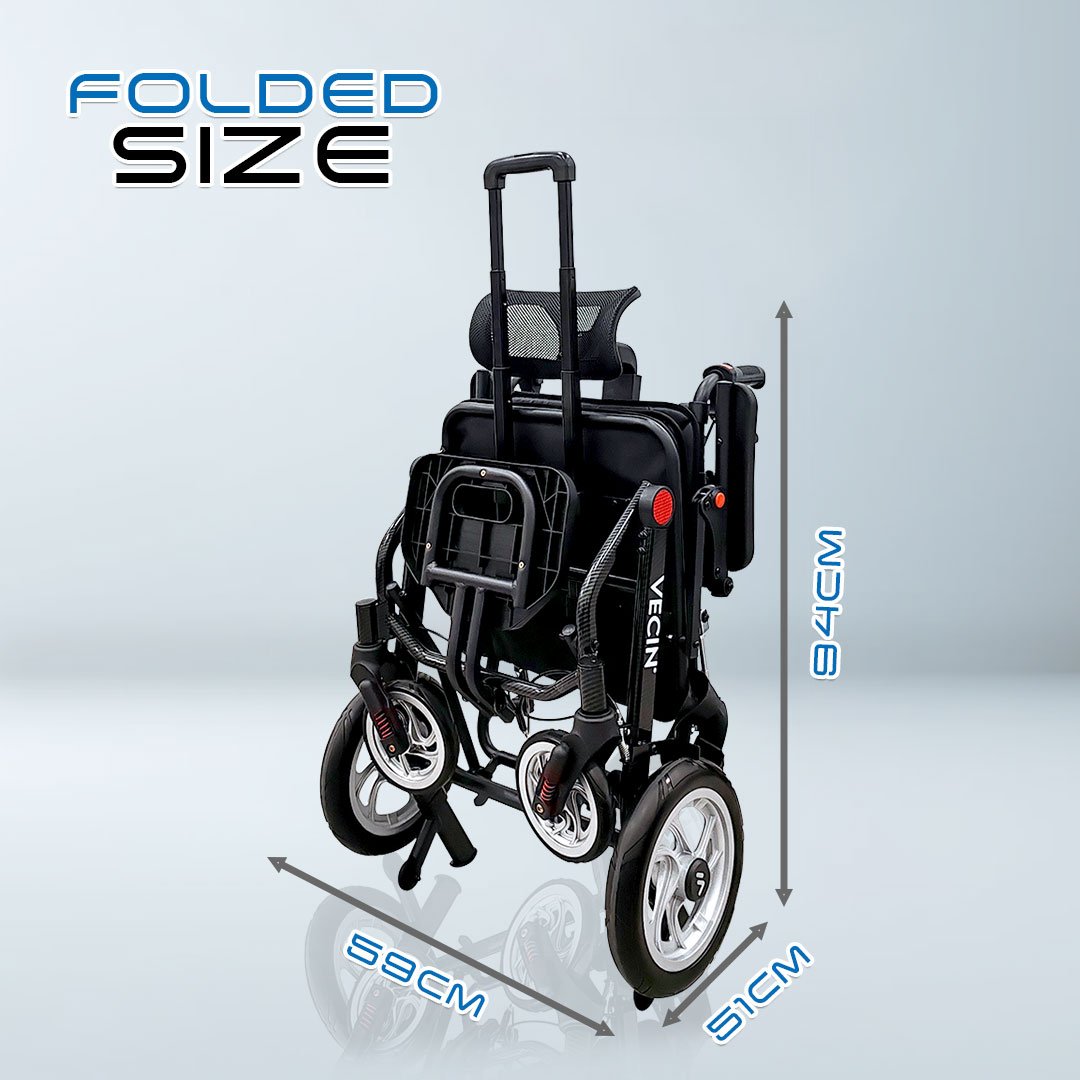 vecin vc 976 42a travel wheelchair – lightweight (11.5kg) with luggage handle portable | durable | easy travel