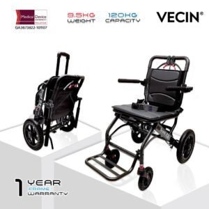 𝙎𝙤𝙬𝙚𝙡𝙡 Lightweight Travel Wheelchair Flip-up Footrest Armrest Safety Brake Anti Shock Rear Wheel Wheelchair (SC-SPW08)