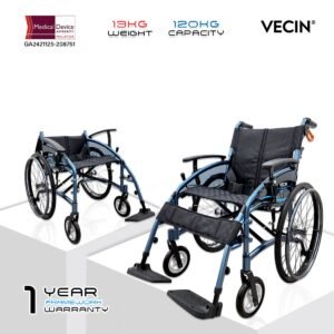 VECIN HC1015-NAB Lightweight Wheelchair | ErgoFlex Seat | 13kg | 6-Level Armrest | Foldable & Detachable