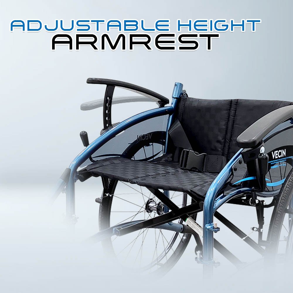 VECIN HC1015-NAB Lightweight Wheelchair | ErgoFlex Seat | 13kg | 6-Level Armrest | Foldable & Detachable