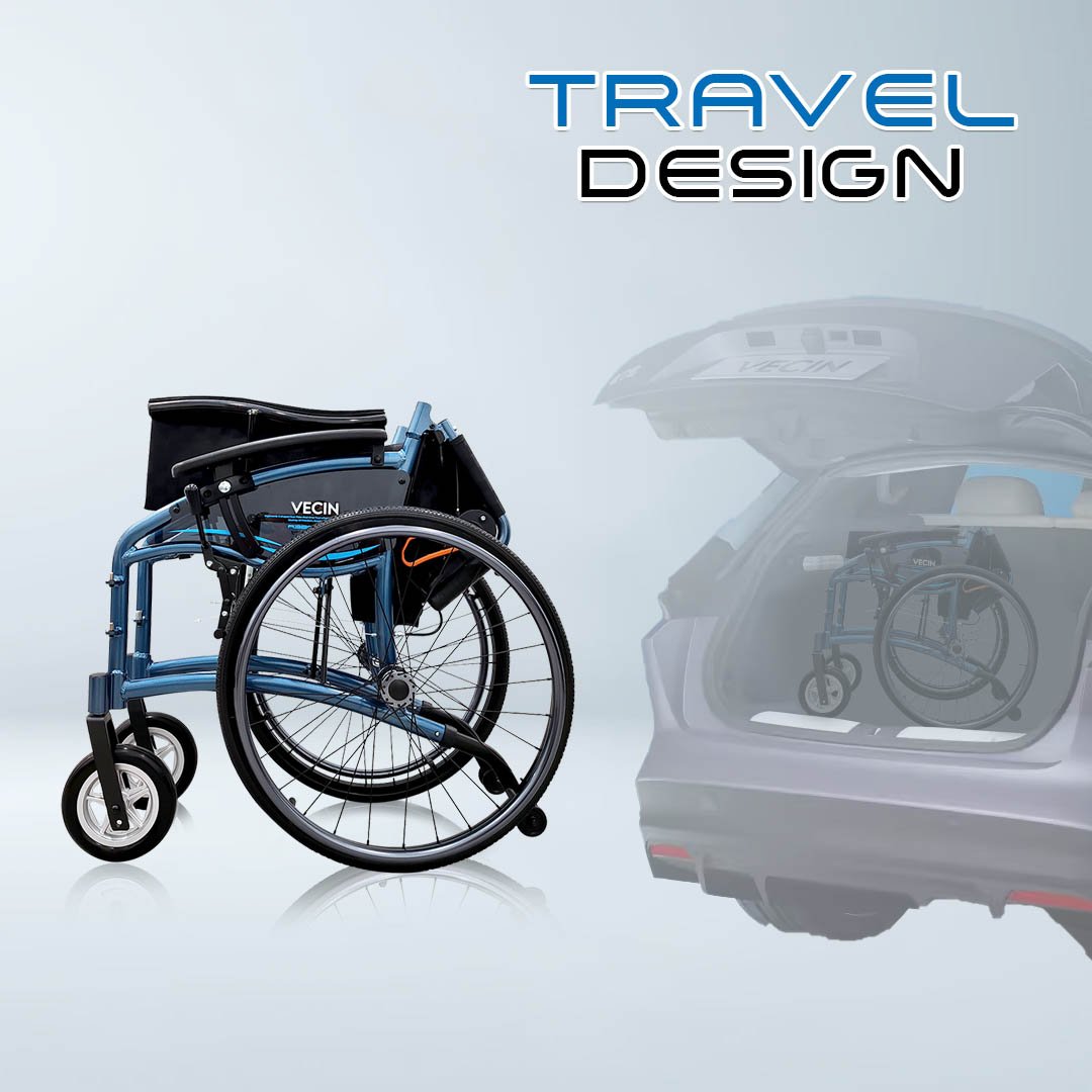 VECIN HC1015-NAB Lightweight Wheelchair | ErgoFlex Seat | 13kg | 6-Level Armrest | Foldable & Detachable