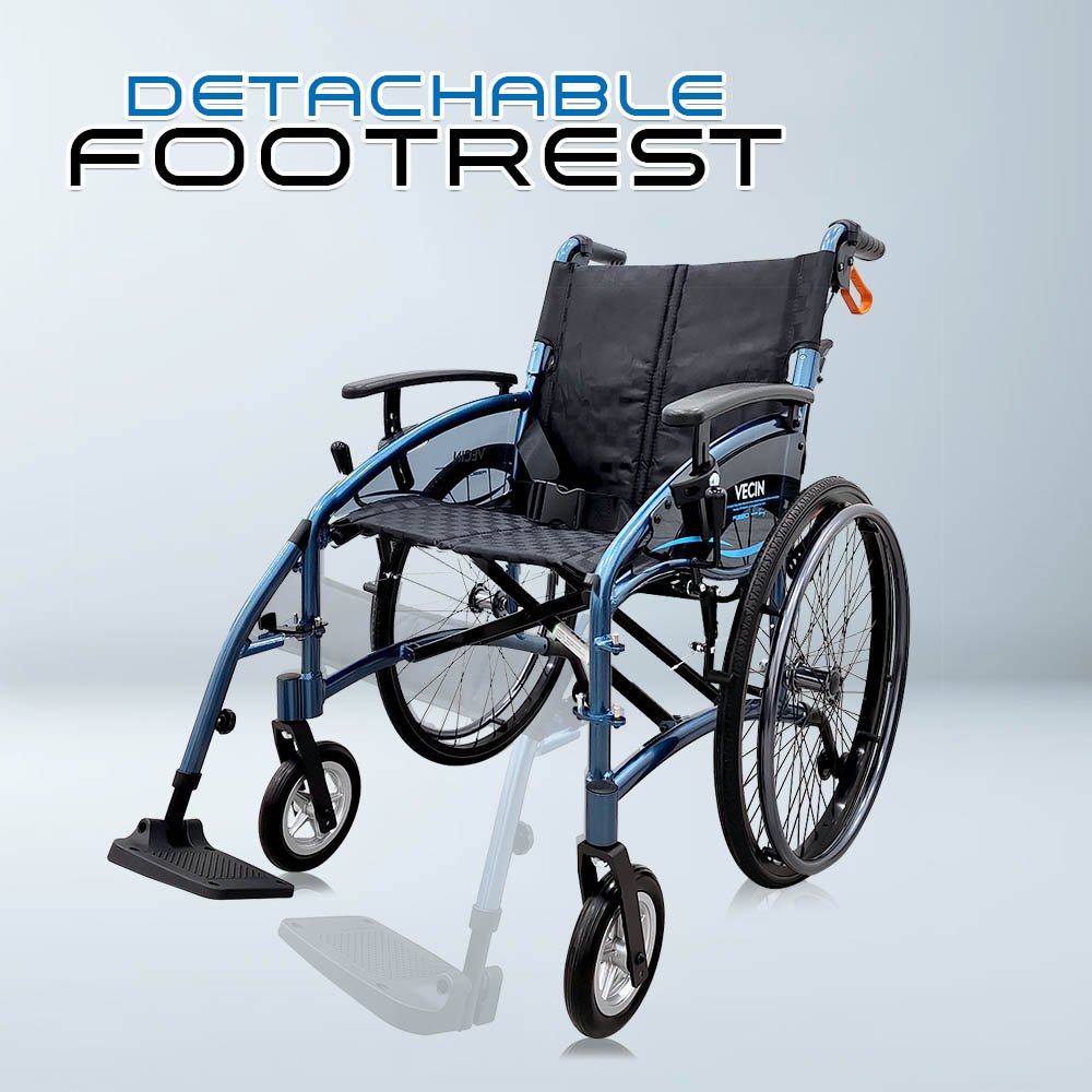VECIN HC1015-NAB Lightweight Wheelchair | ErgoFlex Seat | 13kg | 6-Level Armrest | Foldable & Detachable