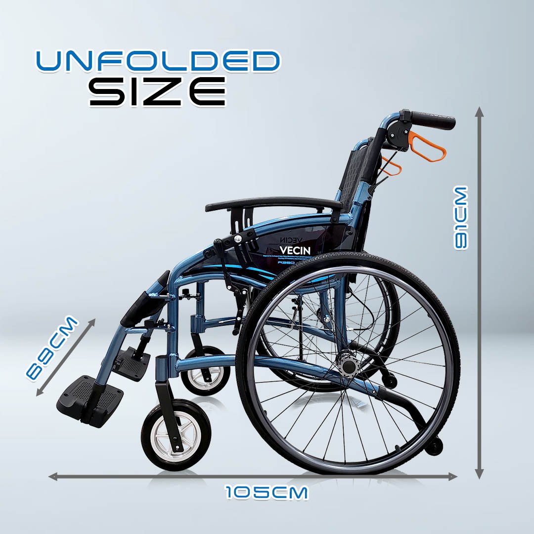 VECIN HC1015-NAB Lightweight Wheelchair | ErgoFlex Seat | 13kg | 6-Level Armrest | Foldable & Detachable