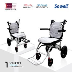 𝙎𝙤𝙬𝙚𝙡𝙡 Travel Wheelchair Manual Wheelchair Anti Shock Spring Foldable Luggage Handle Ergonomic Wheelchair HE801-3