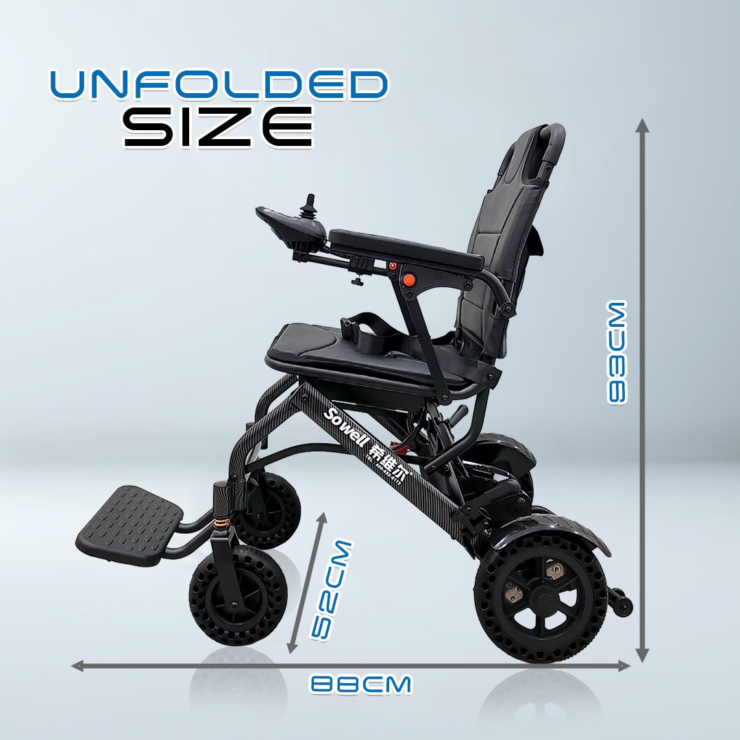 𝙎𝙤𝙬𝙚𝙡𝙡 Electric Wheelchair Adjustable Speed Control Foldable Comfort Armrest Anti Shock Traveling Wheelchair (SC-A500)