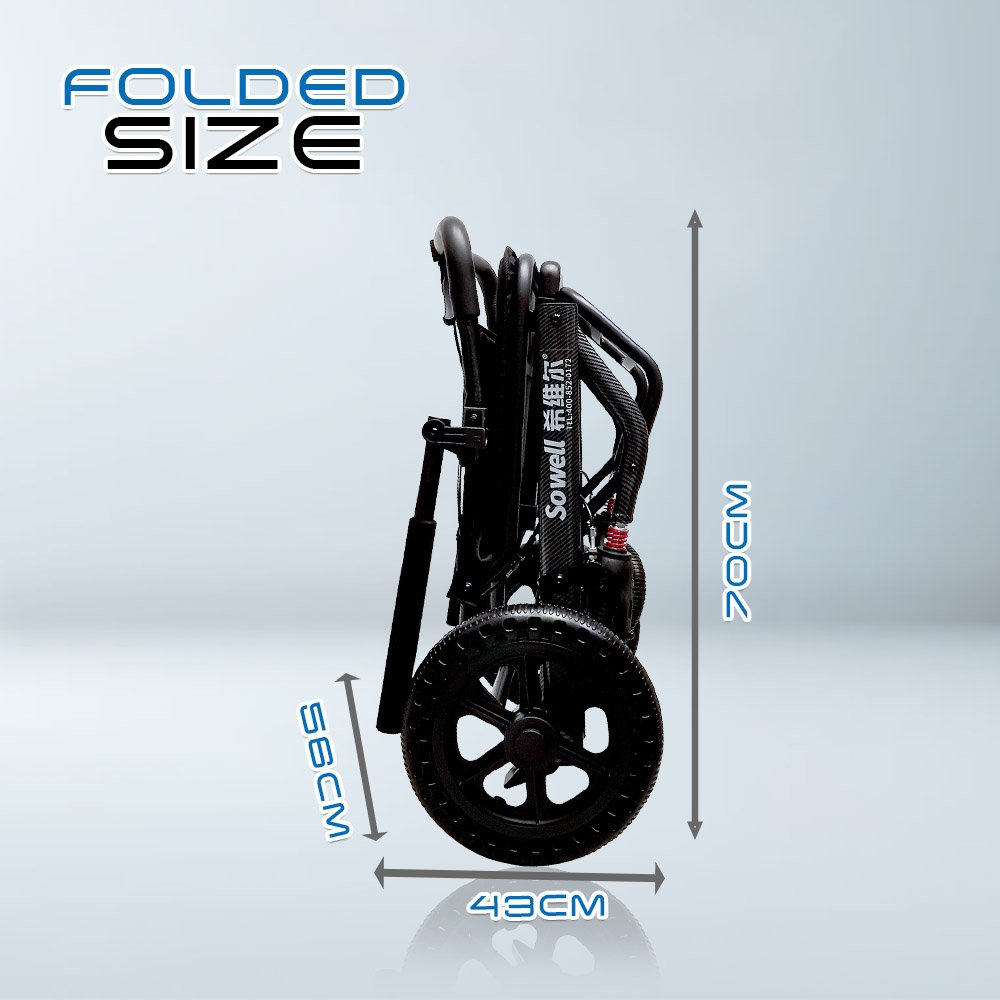 𝙎𝙤𝙬𝙚𝙡𝙡 Lightweight Travel Wheelchair Flip-up Footrest Armrest Safety Brake Anti Shock Rear Wheel Wheelchair (SC-SPW08)