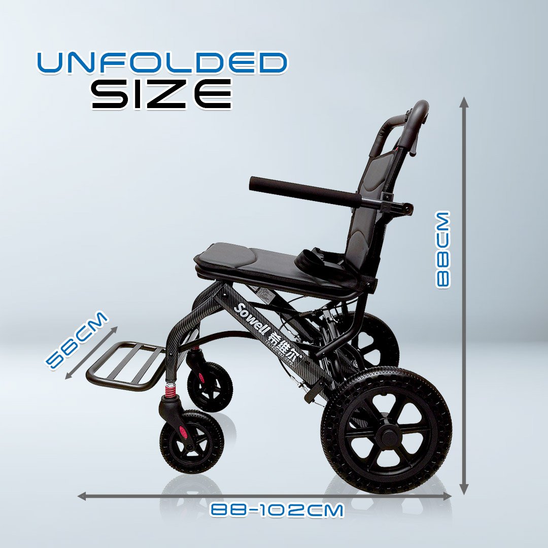 𝙎𝙤𝙬𝙚𝙡𝙡 Lightweight Travel Wheelchair Flip-up Footrest Armrest Safety Brake Anti Shock Rear Wheel Wheelchair (SC-SPW08)