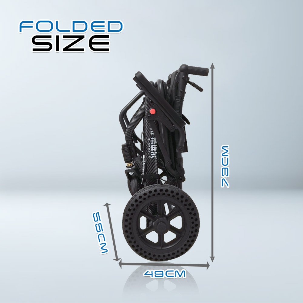 𝙎𝙤𝙬𝙚𝙡𝙡 Travel Wheelchair Flip up Armrest Brake Handle Anti Shock Caster Safety Belt Lightweight Wheelchair ( SC-SPW12 )