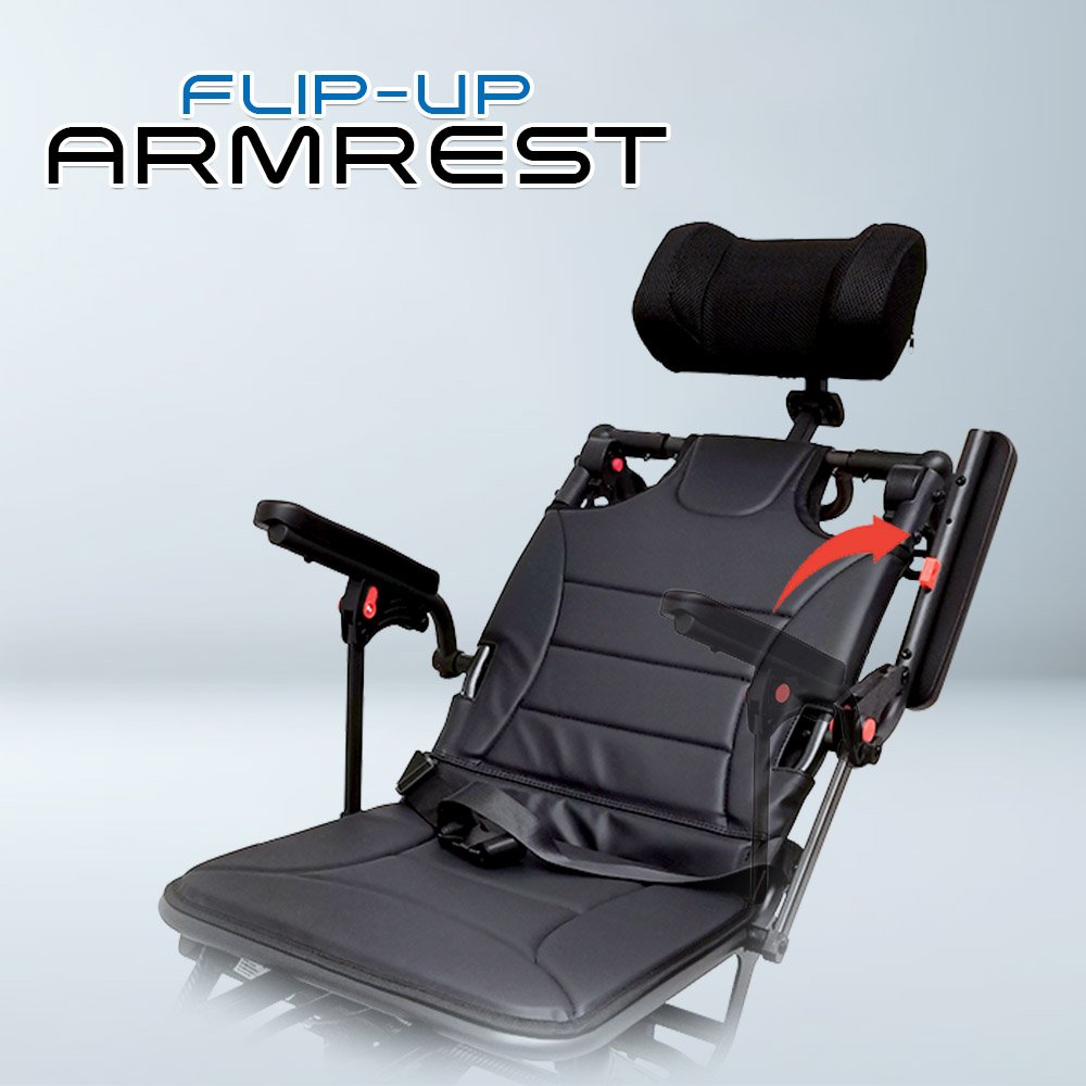 𝙎𝙤𝙬𝙚𝙡𝙡 Travelling Wheelchair 4 Adjust Recline Level Breathable Seat Flip up Armrest Lightweight Wheelchair (SC-SPW16)