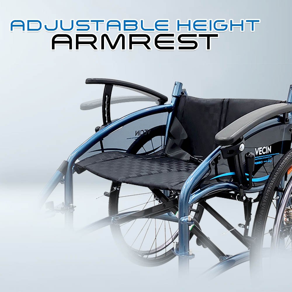 VECIN HC1015-AB Lightweight Wheelchair with Suspension | Anti-Shock ErgoFlex Seat | 14kg | Foldable & Adjustable