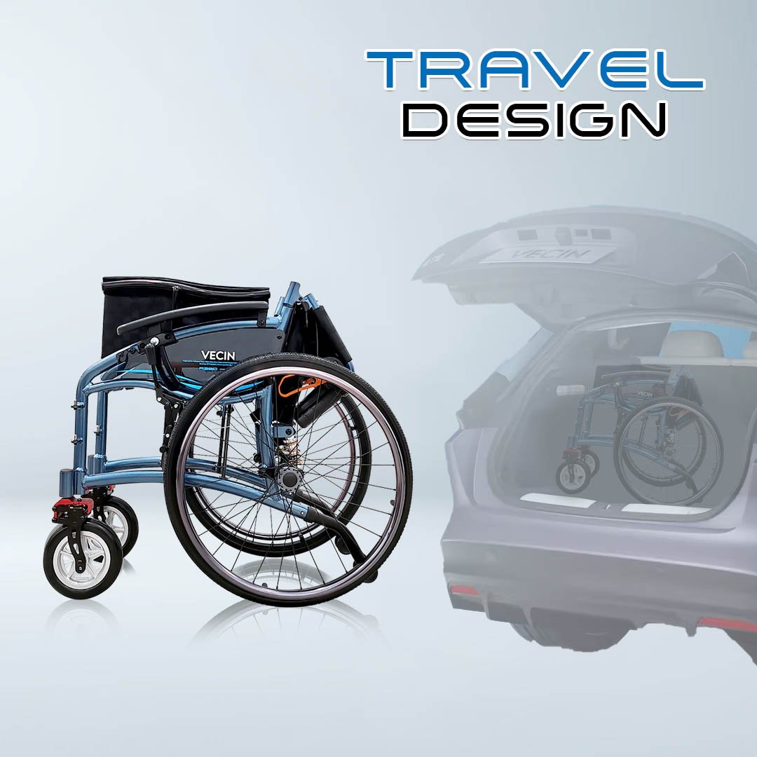 VECIN HC1015-AB Lightweight Wheelchair with Suspension | Anti-Shock ErgoFlex Seat | 14kg | Foldable & Adjustable
