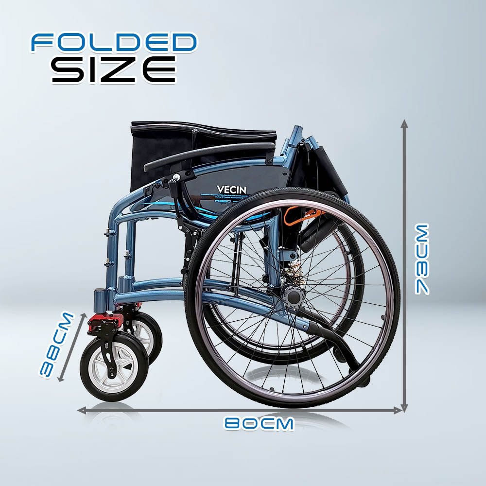 VECIN HC1015-AB Lightweight Wheelchair with Suspension | Anti-Shock ErgoFlex Seat | 14kg | Foldable & Adjustable