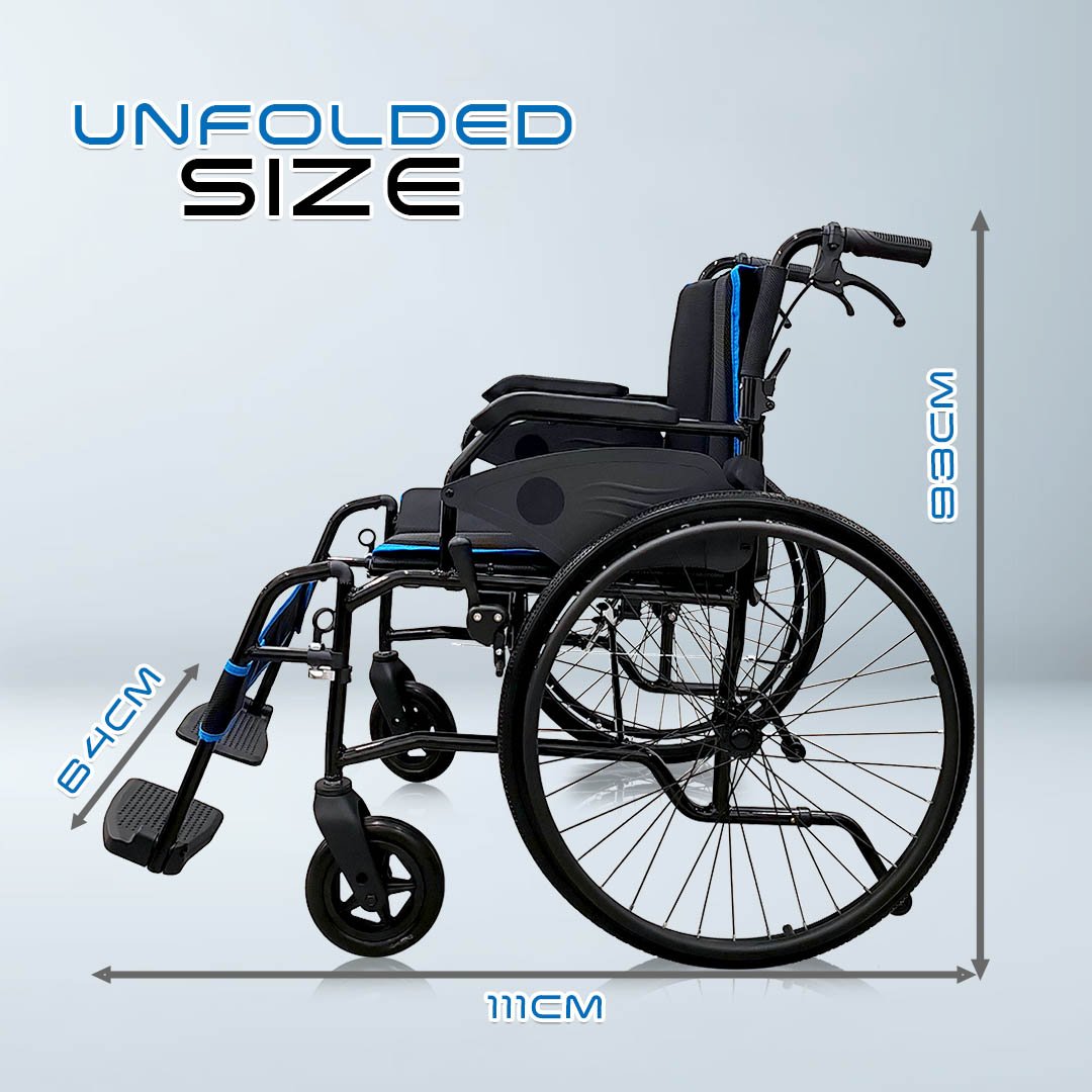 VECIN Heavy Duty Super Lightweight Wheelchair (HC887-60) Detachable 24" Wheels, Aluminum Frame, 12kg