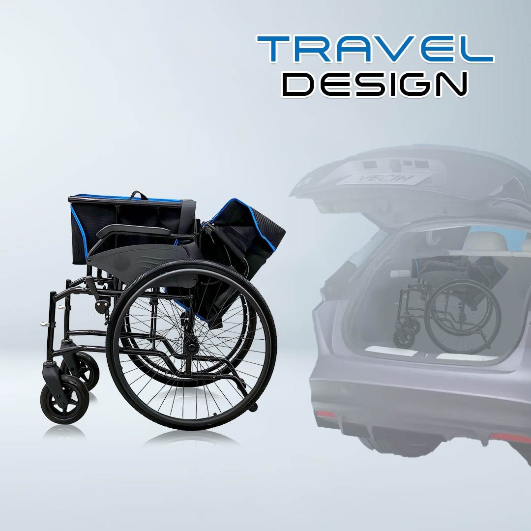 VECIN Heavy Duty Super Lightweight Wheelchair (HC887-60) Detachable 24" Wheels, Aluminum Frame, 12kg