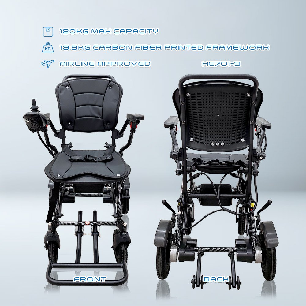 𝙎𝙤𝙬𝙚𝙡𝙡 Electric Ergonomic Wheelchair Speed Control Flip up Armrest Anti Shock Travel Wheelchair (HE701-3)