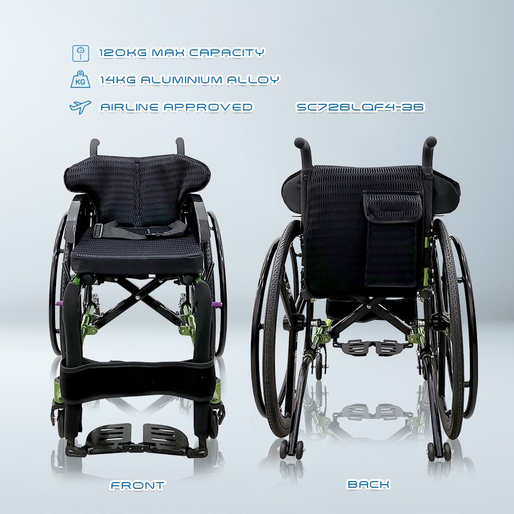 VECIN Active Wheelchair 14" (SC726LQF4-36) - Sport Wheelchair Detachable Wheel Aluminum MDA Approve
