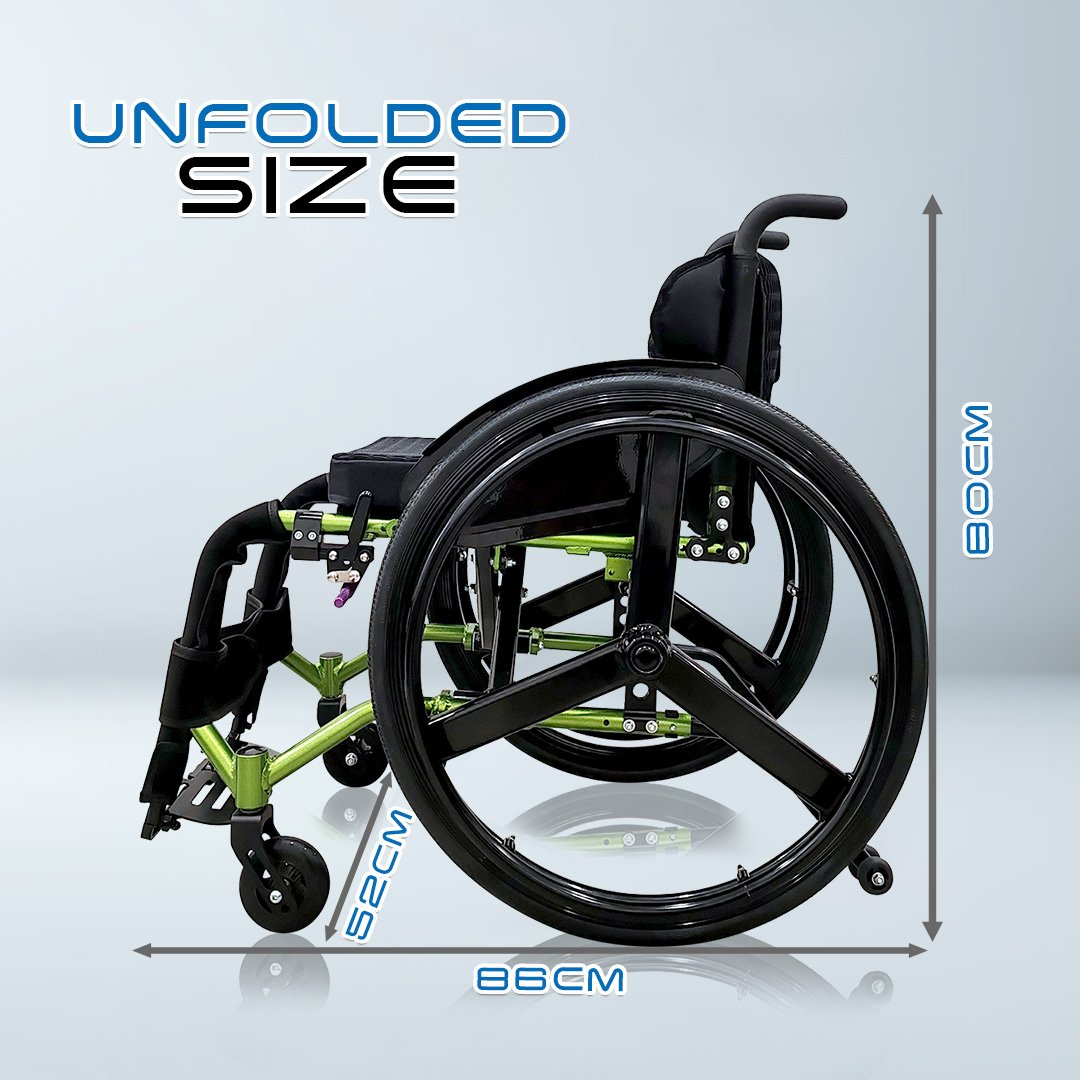 VECIN Active Wheelchair 14" (SC726LQF4-36) - Sport Wheelchair Detachable Wheel Aluminum MDA Approve