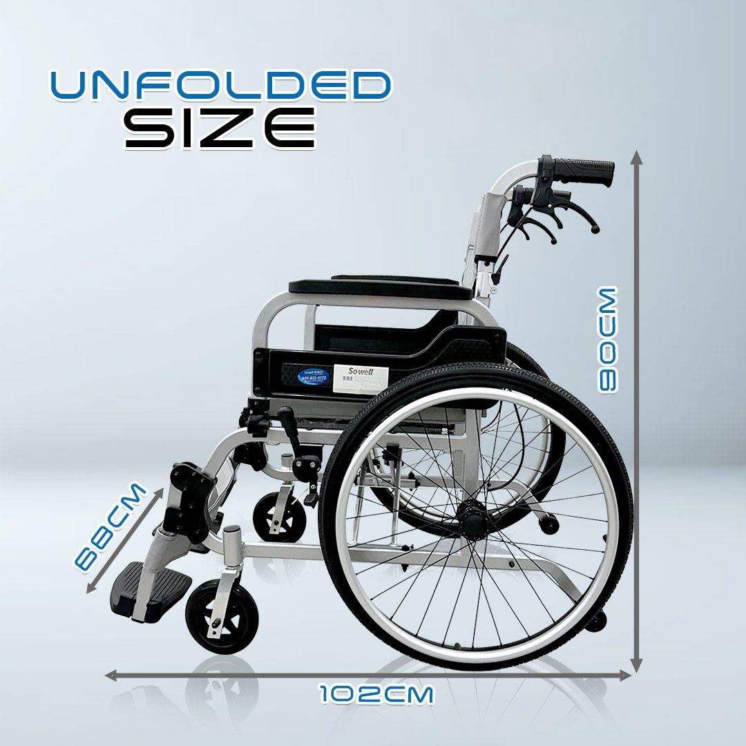 𝙎𝙤𝙬𝙚𝙡𝙡 Heavy Duty Foldable Wheelchair Detachable Seat Brake Handle Anti Slip Transformable Commode Wheelchair (SC-AW01)