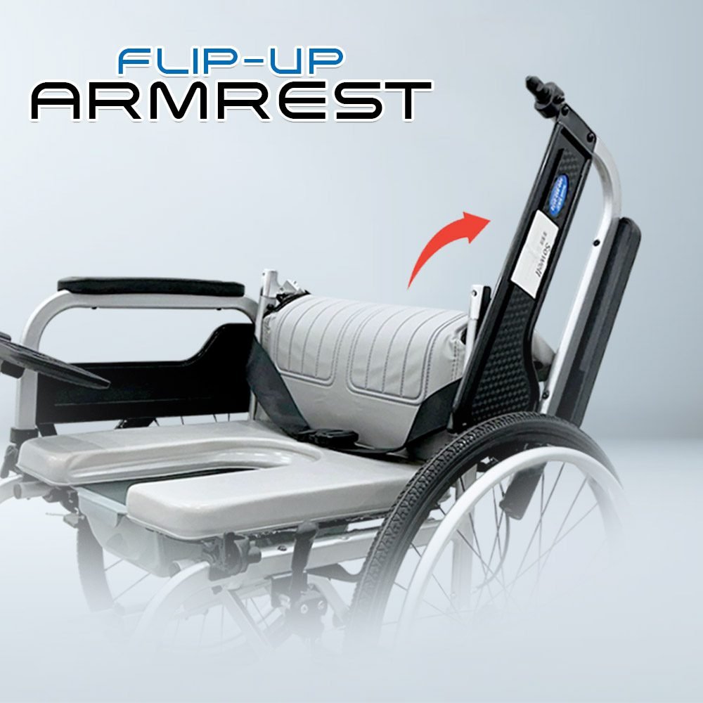 𝙎𝙤𝙬𝙚𝙡𝙡 Heavy Duty Foldable Wheelchair Detachable Seat Brake Handle Anti Slip Transformable Commode Wheelchair (SC-AW01)