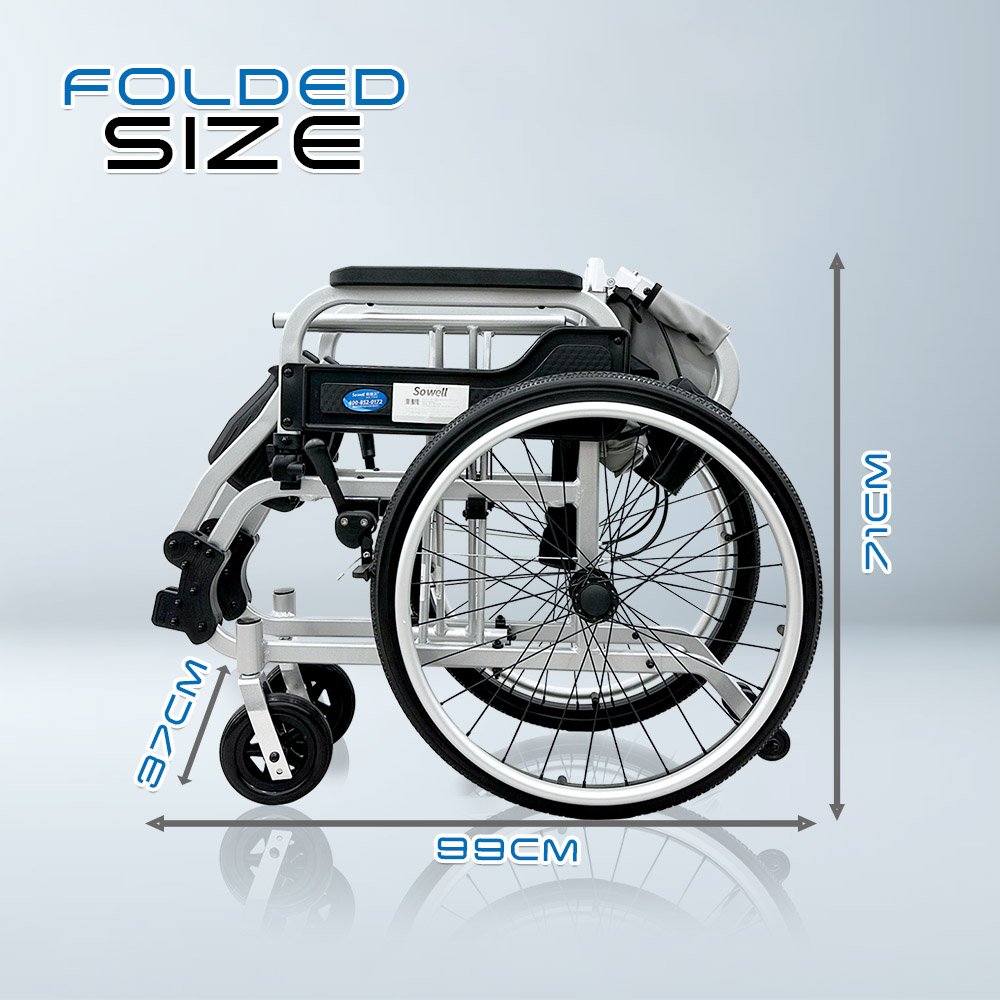 𝙎𝙤𝙬𝙚𝙡𝙡 Heavy Duty Foldable Wheelchair Detachable Seat Brake Handle Anti Slip Transformable Commode Wheelchair (SC-AW01)