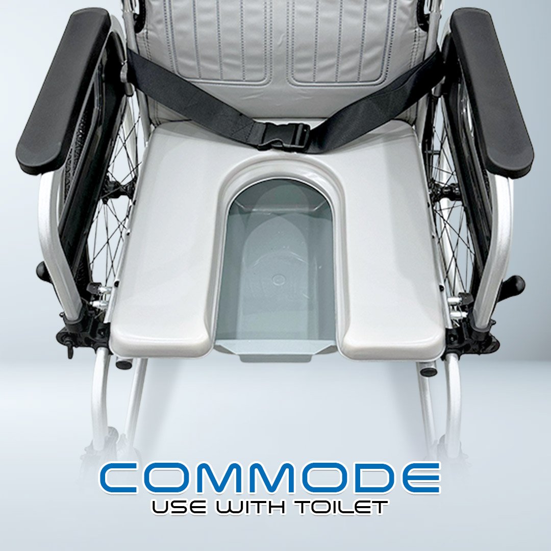 𝙎𝙤𝙬𝙚𝙡𝙡 Heavy Duty Foldable Wheelchair Detachable Seat Brake Handle Anti Slip Transformable Commode Wheelchair (SC-AW01)