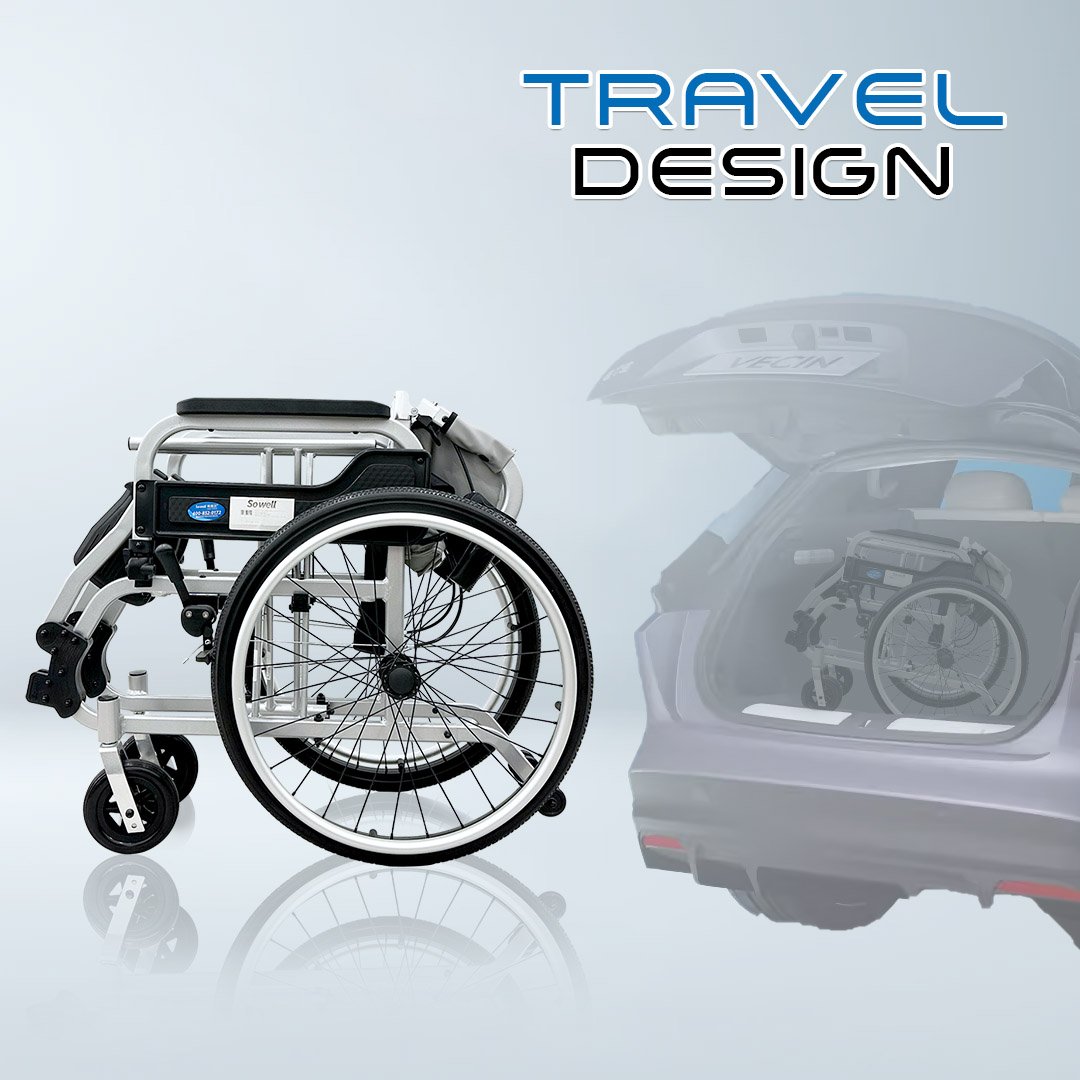 𝙎𝙤𝙬𝙚𝙡𝙡 Heavy Duty Foldable Wheelchair Detachable Seat Brake Handle Anti Slip Transformable Commode Wheelchair (SC-AW01)