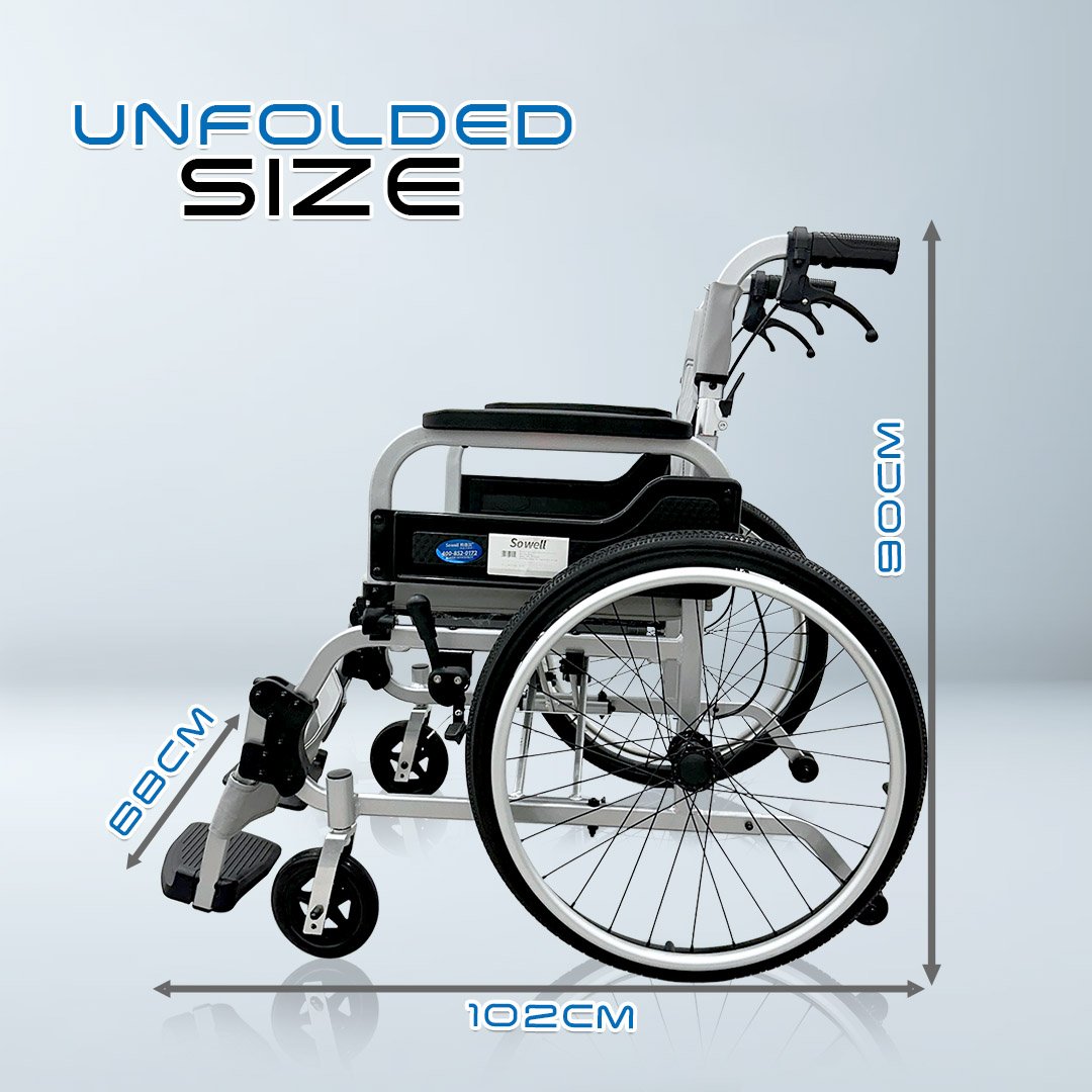 𝙎𝙤𝙬𝙚𝙡𝙡 Heavy Duty Foldable Wheelchair Detachable Seat Brake Handle Anti Slip Transformable Commode Wheelchair (SC-AW01)