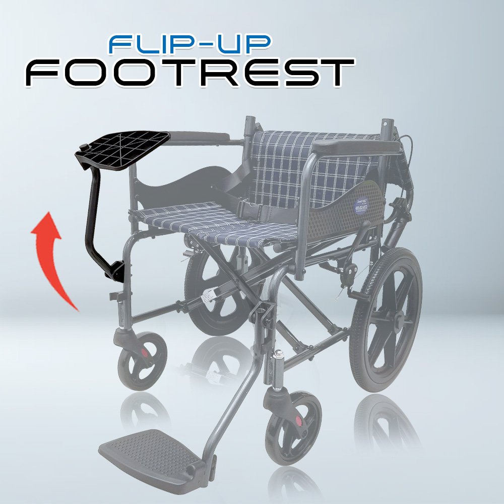 𝙎𝙤𝙬𝙚𝙡𝙡 Lightweight Transport Wheelchair Foldable Backrest Brake Handle Anti Shock Castor Wheelchair (SC-AW07)