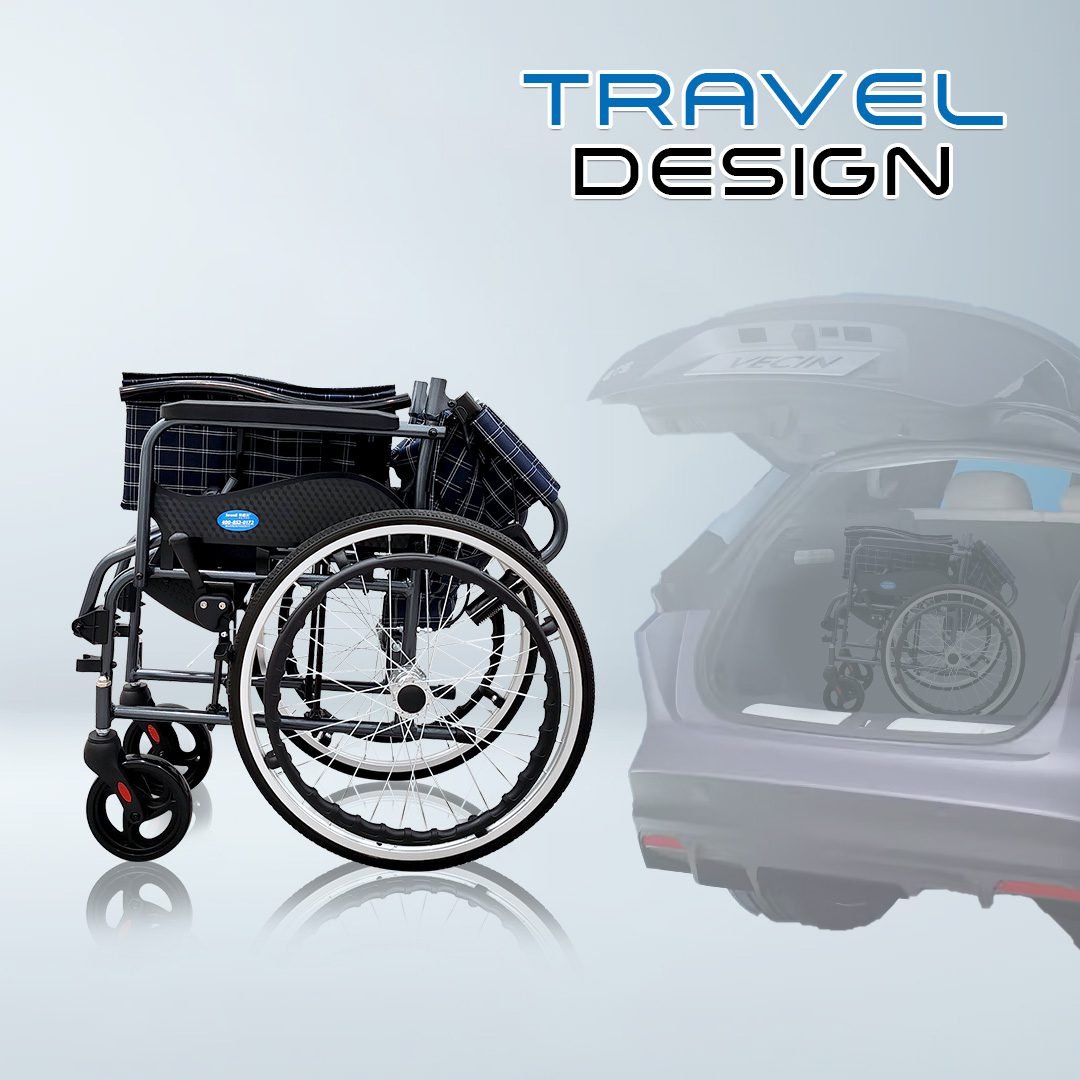 𝙎𝙤𝙬𝙚𝙡𝙡 Lightweight Wheelchair Foldable Backrest Flip-up Footrest Anti Slip Armrest Brake Handle Wheelchair (SC-C100)