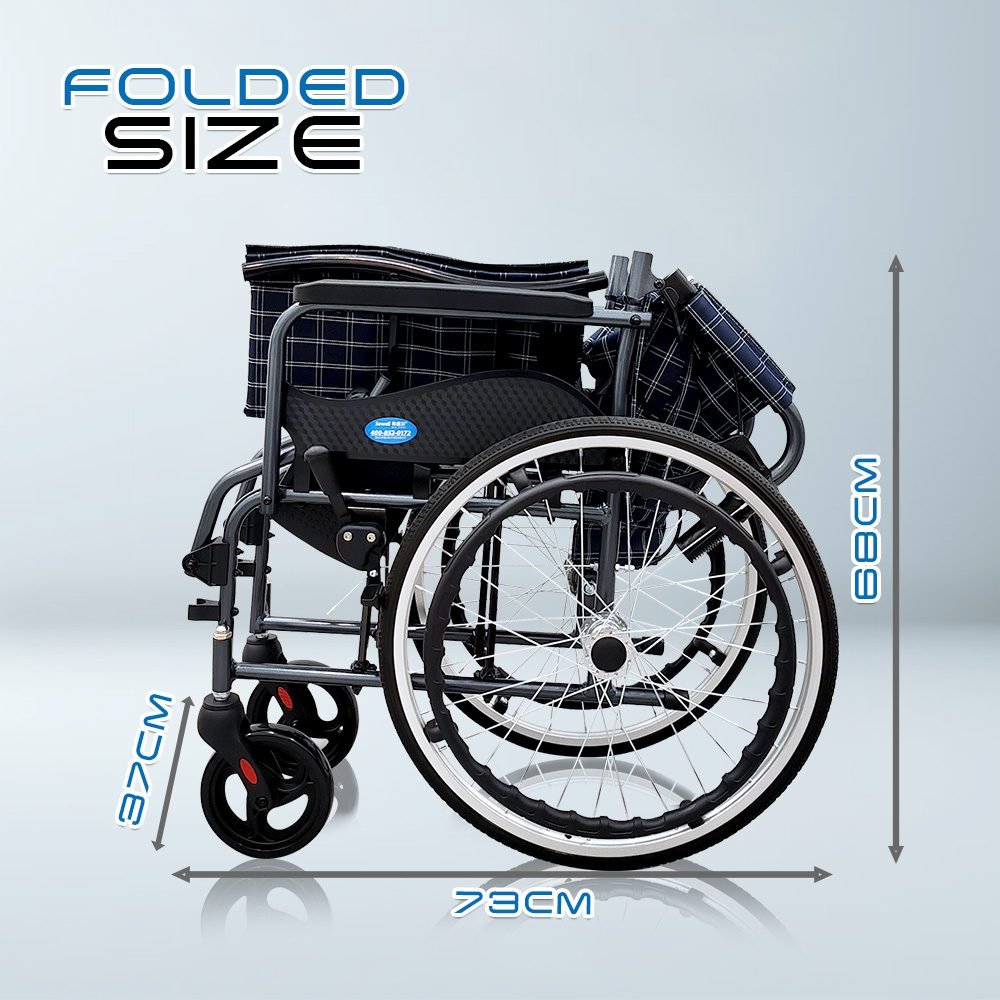 𝙎𝙤𝙬𝙚𝙡𝙡 Lightweight Wheelchair Foldable Backrest Flip-up Footrest Anti Slip Armrest Brake Handle Wheelchair (SC-C100)