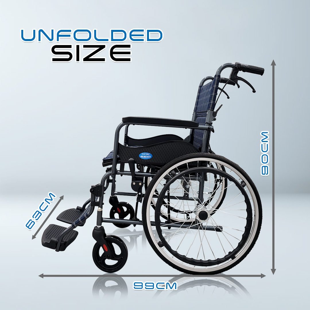 𝙎𝙤𝙬𝙚𝙡𝙡 Lightweight Wheelchair Foldable Backrest Flip-up Footrest Anti Slip Armrest Brake Handle Wheelchair (SC-C100)