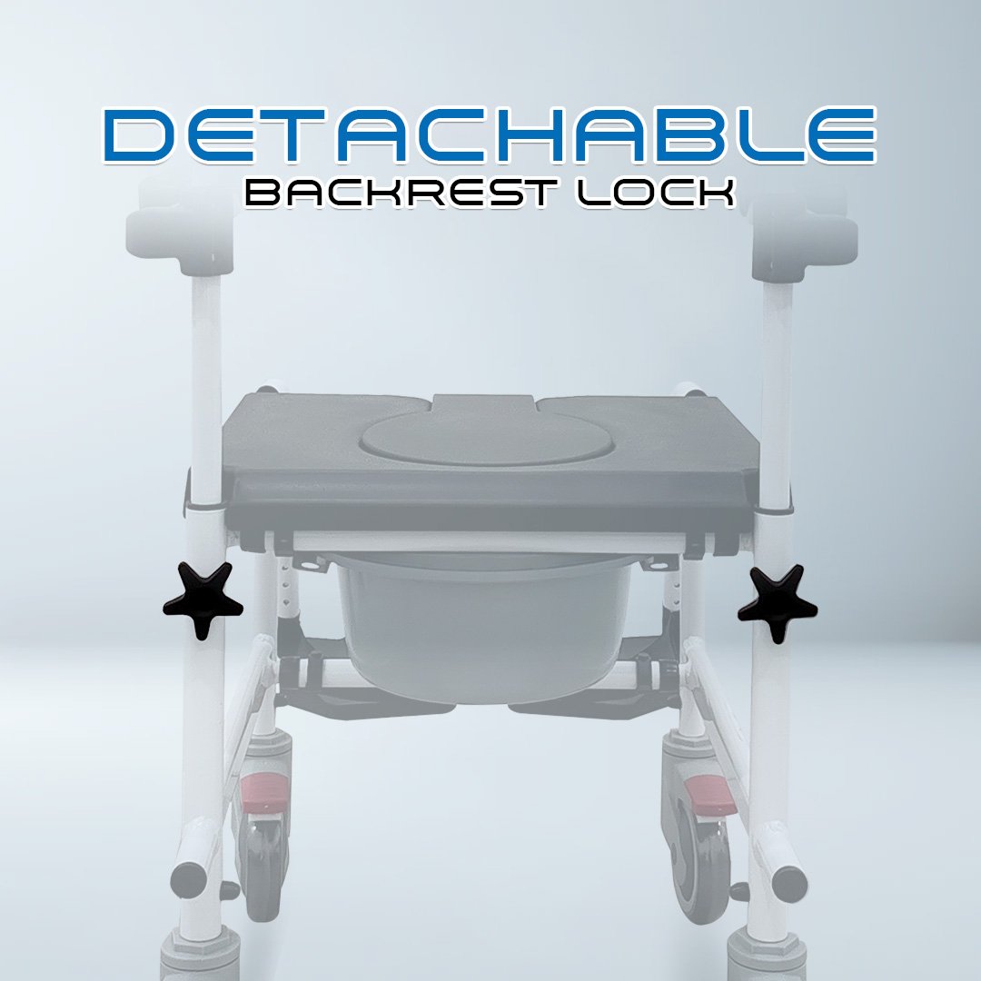 𝙎𝙤𝙬𝙚𝙡𝙡 2 IN 1 Commode Wheelchair Detachable Footrest Storage Backrest Flip up Armrest 24" Rear Wheelchair (SC-CW10 (A))