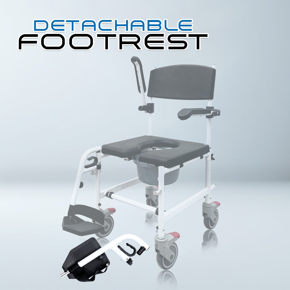 𝙎𝙤𝙬𝙚𝙡𝙡 2 in 1 commode wheelchair detachable footrest storage backrest flip up armrest 24" rear wheelchair (sc cw10 (a))