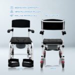 𝙎𝙤𝙬𝙚𝙡𝙡 2 in 1 commode wheelchair detachable footrest storage backrest flip up armrest 24" rear wheelchair (sc cw10 (a))