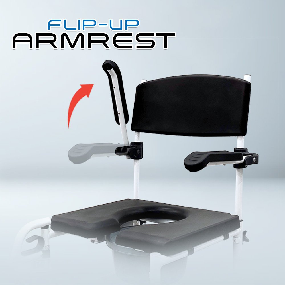 𝙎𝙤𝙬𝙚𝙡𝙡 2 in 1 commode wheelchair detachable footrest storage backrest flip up armrest 24" rear wheelchair (sc cw10 (a))