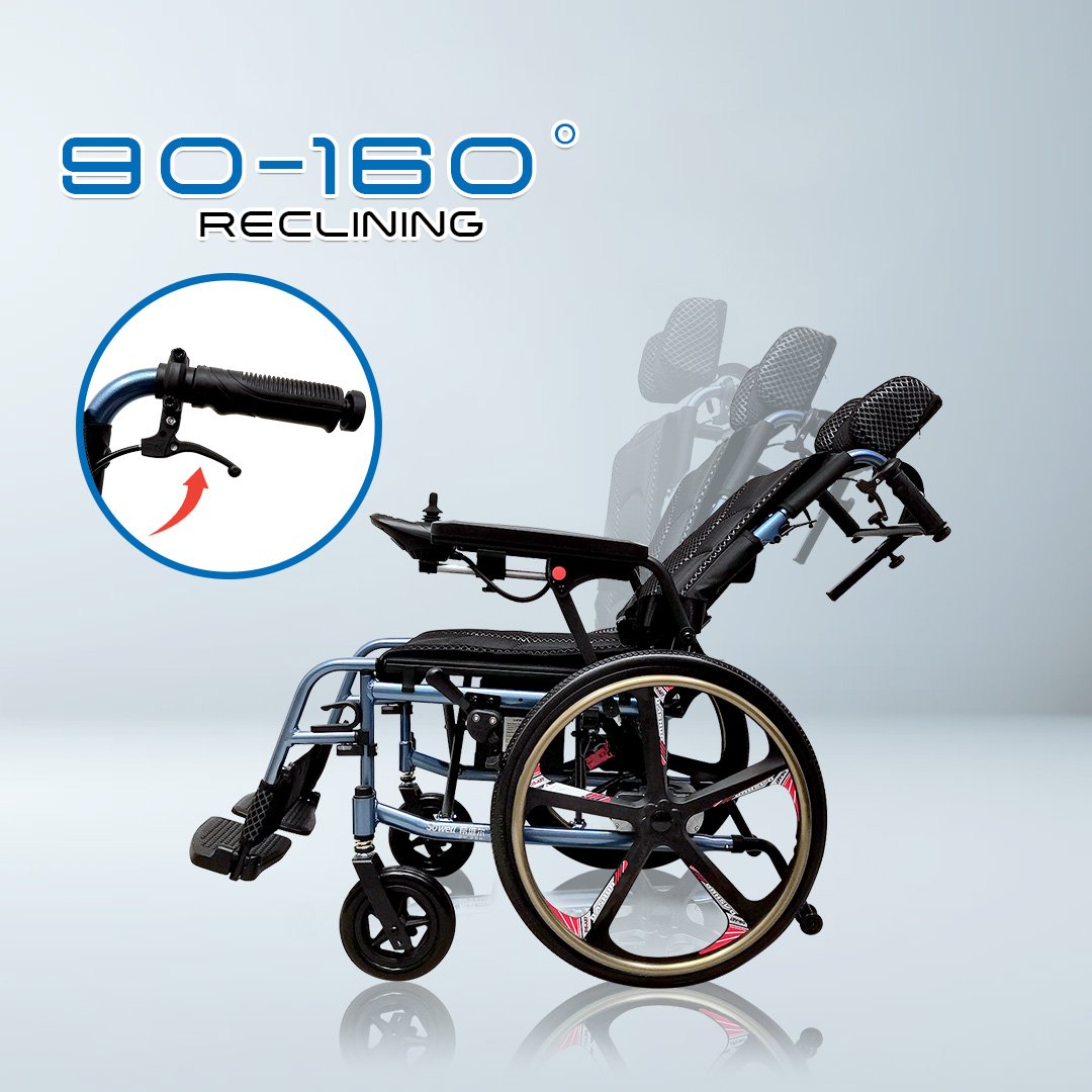 𝙎𝙤𝙬𝙚𝙡𝙡 Electric Reclining 20" Rear Wheelchair Detachable Headrest Flip up Armrest Anti Fall Wheelchair SC-D500 (L)