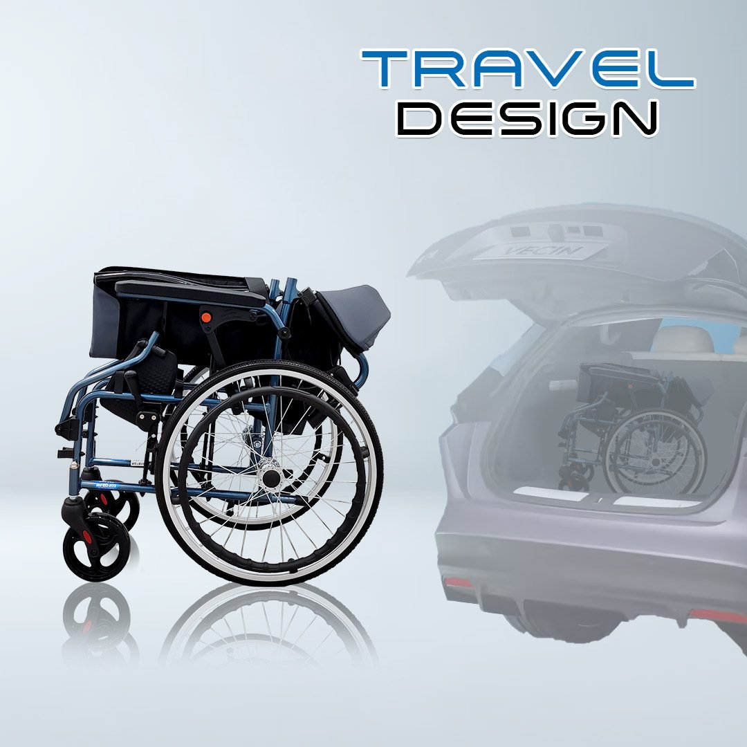 𝙎𝙤𝙬𝙚𝙡𝙡 Lightweight Wheelchair Aluminium Framework Foldable Backrest Flip up Footrest Brake Handle Wheelchair (SC-E200)