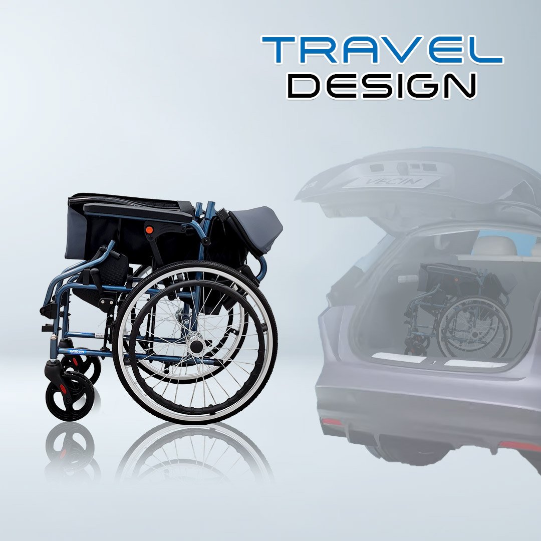 𝙎𝙤𝙬𝙚𝙡𝙡 Lightweight Wheelchair Aluminium Framework Foldable Backrest Flip up Footrest Brake Handle Wheelchair (SC-E200)