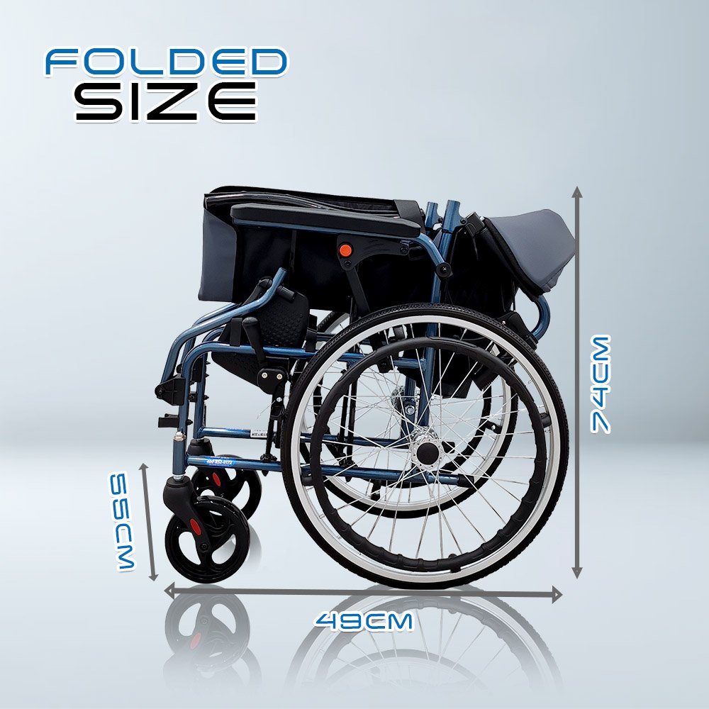 𝙎𝙤𝙬𝙚𝙡𝙡 Lightweight Wheelchair Aluminium Framework Foldable Backrest Flip up Footrest Brake Handle Wheelchair (SC-E200)