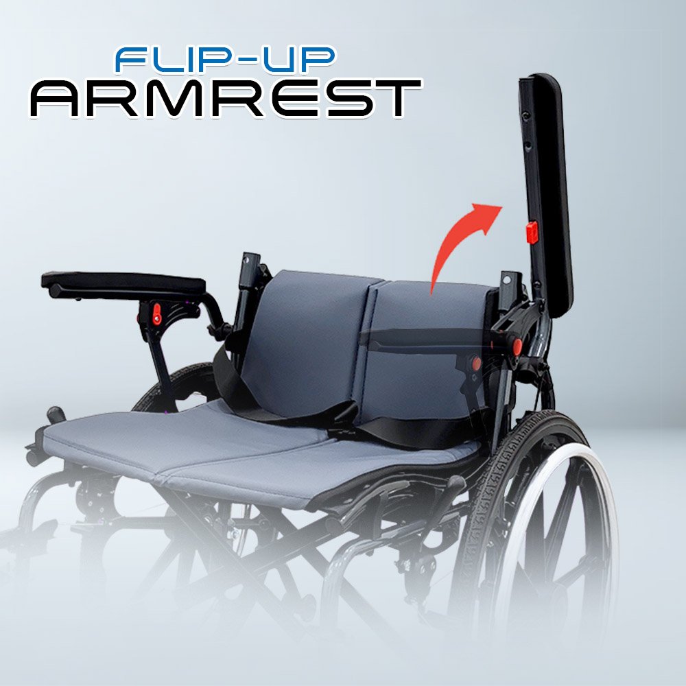 𝙎𝙤𝙬𝙚𝙡𝙡 Wheelchair Foldable Backrest Flip-up Footrest Armrest Brake Handle Anti Fall Caster Wheelchair(SC-S300)