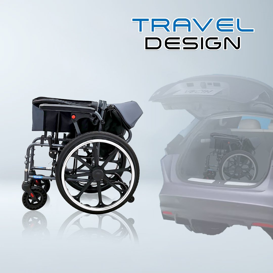 𝙎𝙤𝙬𝙚𝙡𝙡 Wheelchair Foldable Backrest Flip-up Footrest Armrest Brake Handle Anti Fall Caster Wheelchair(SC-S300)