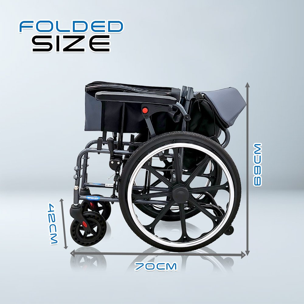 𝙎𝙤𝙬𝙚𝙡𝙡 Wheelchair Foldable Backrest Flip-up Footrest Armrest Brake Handle Anti Fall Caster Wheelchair(SC-S300)