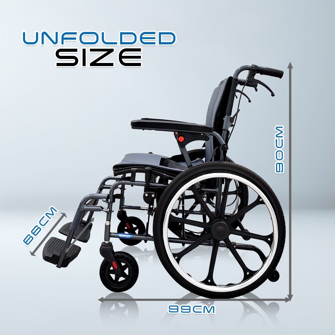 𝙎𝙤𝙬𝙚𝙡𝙡 Wheelchair Foldable Backrest Flip-up Footrest Armrest Brake Handle Anti Fall Caster Wheelchair(SC-S300)