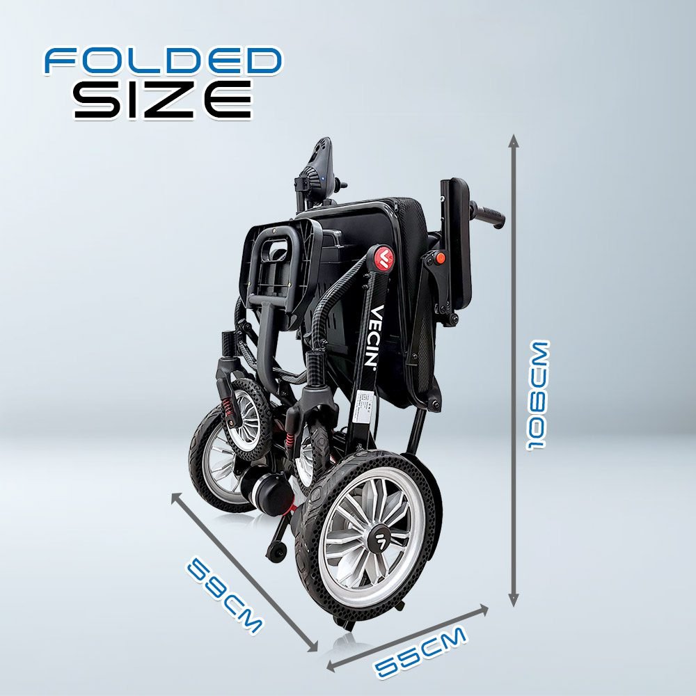 VECIN Electric Wheelchair (VC-100A) Flip-Up Armrest & Footrest Foldable with Joystick Controller