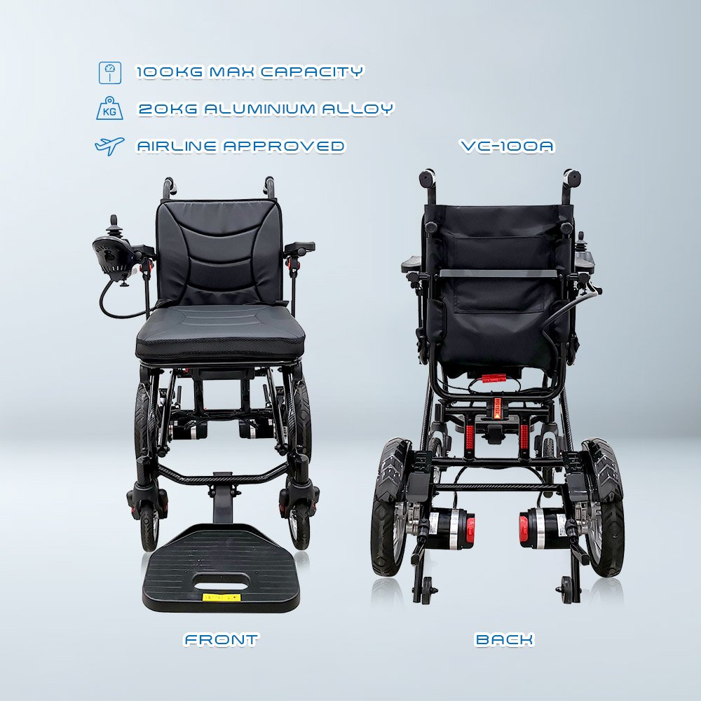 VECIN Electric Wheelchair (VC-100A) Flip-Up Armrest & Footrest Foldable with Joystick Controller