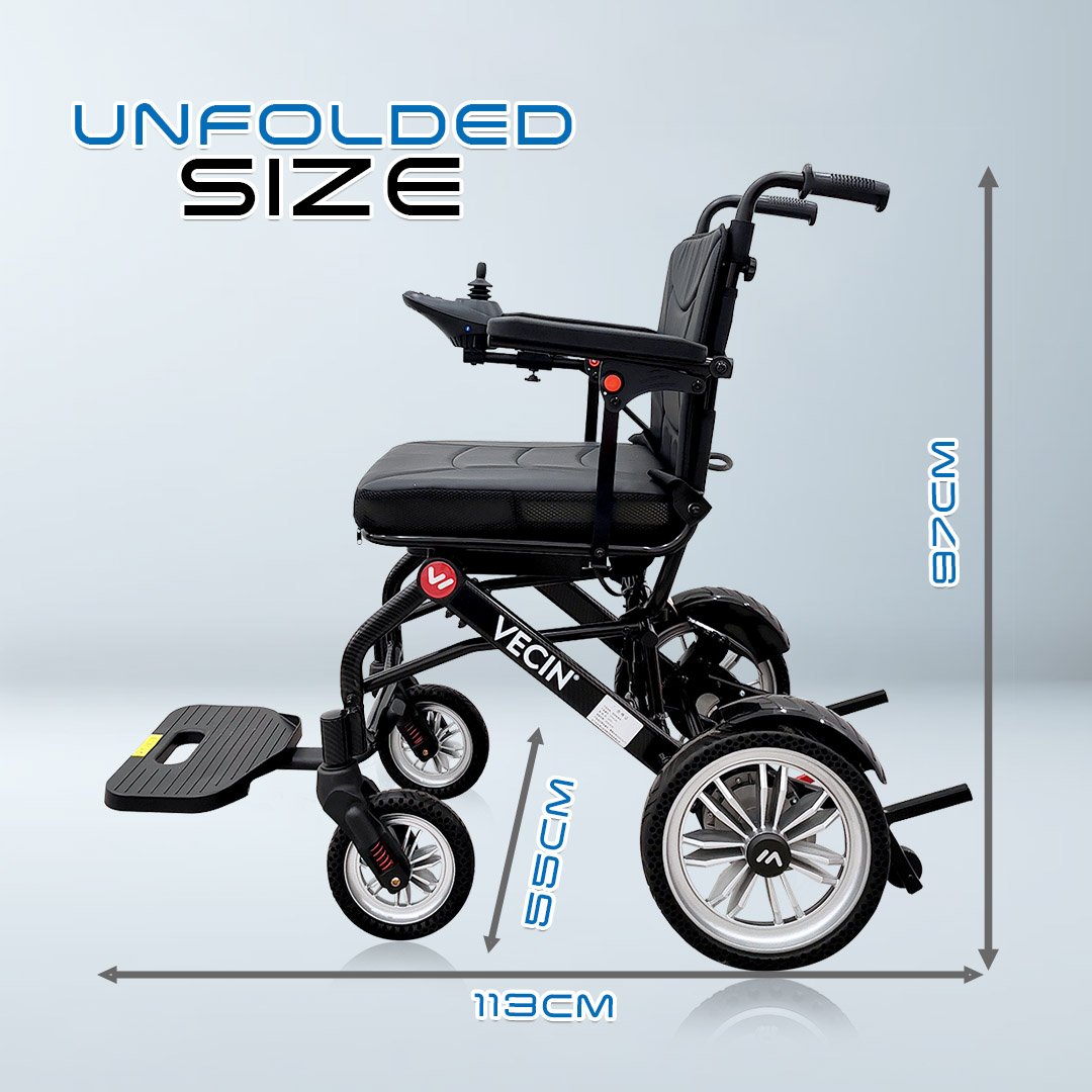 VECIN Electric Wheelchair (VC-100A) Flip-Up Armrest & Footrest Foldable with Joystick Controller